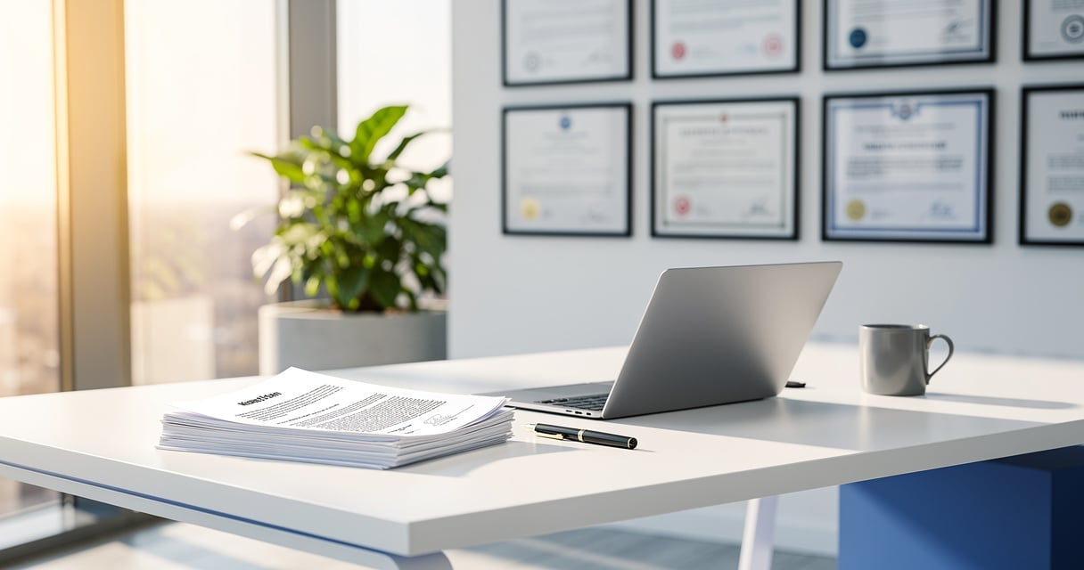 Bureau de startup avec documents juridiques de propriété intellectuelle
